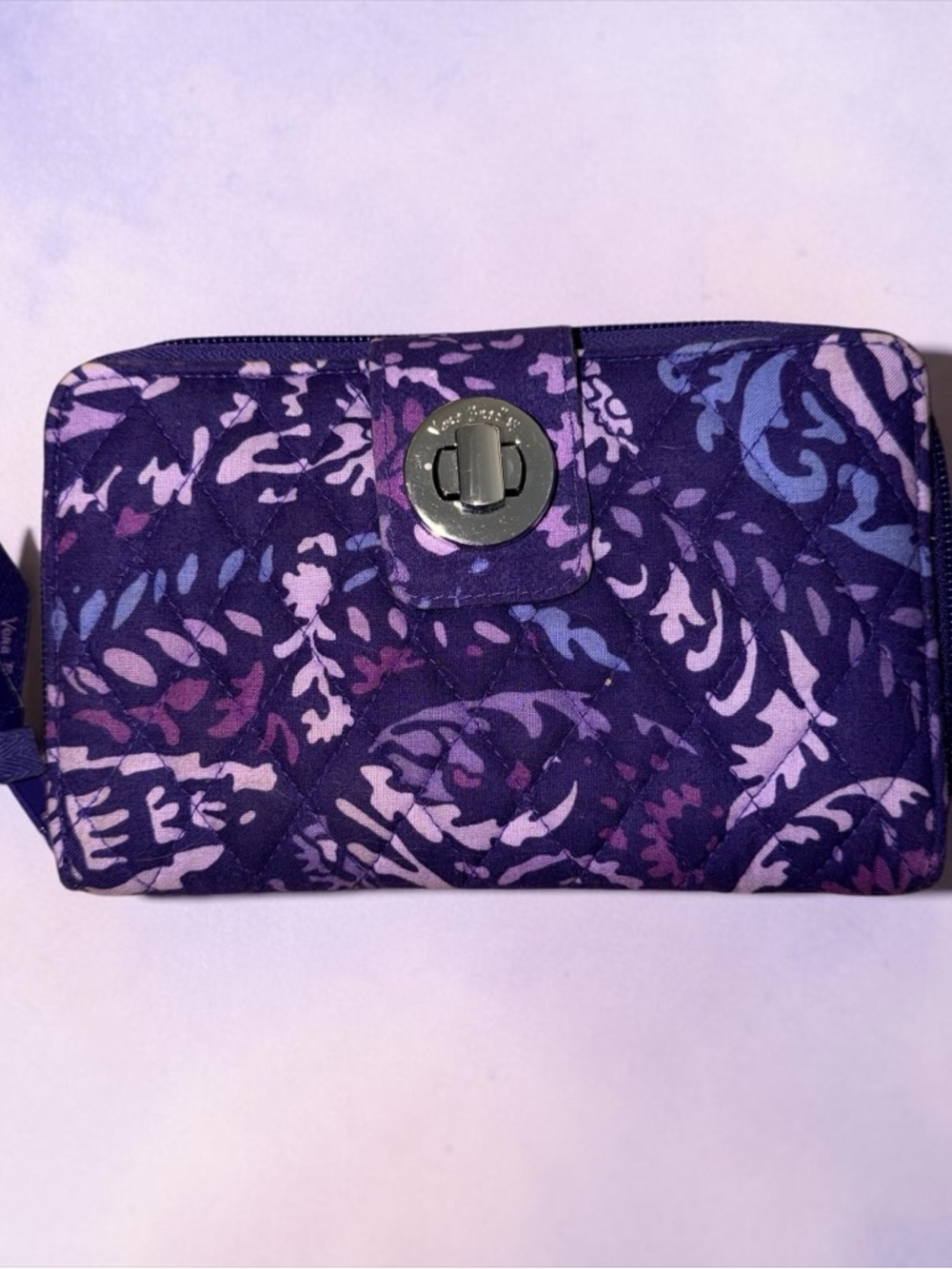 Vera Bradley Paisley Amethyst RFID Turnlock Wallet